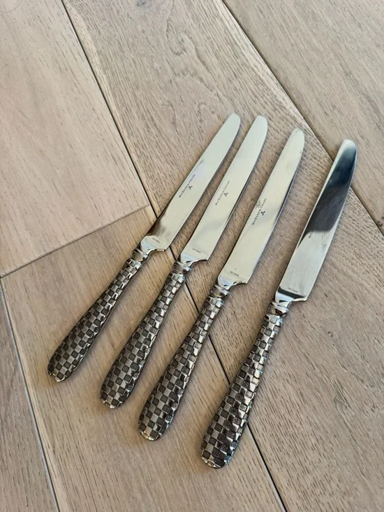 MacKenzie-Childs Silver Woven-Pattern Dinner Knives - Set of 4 - Picture 4 of 4